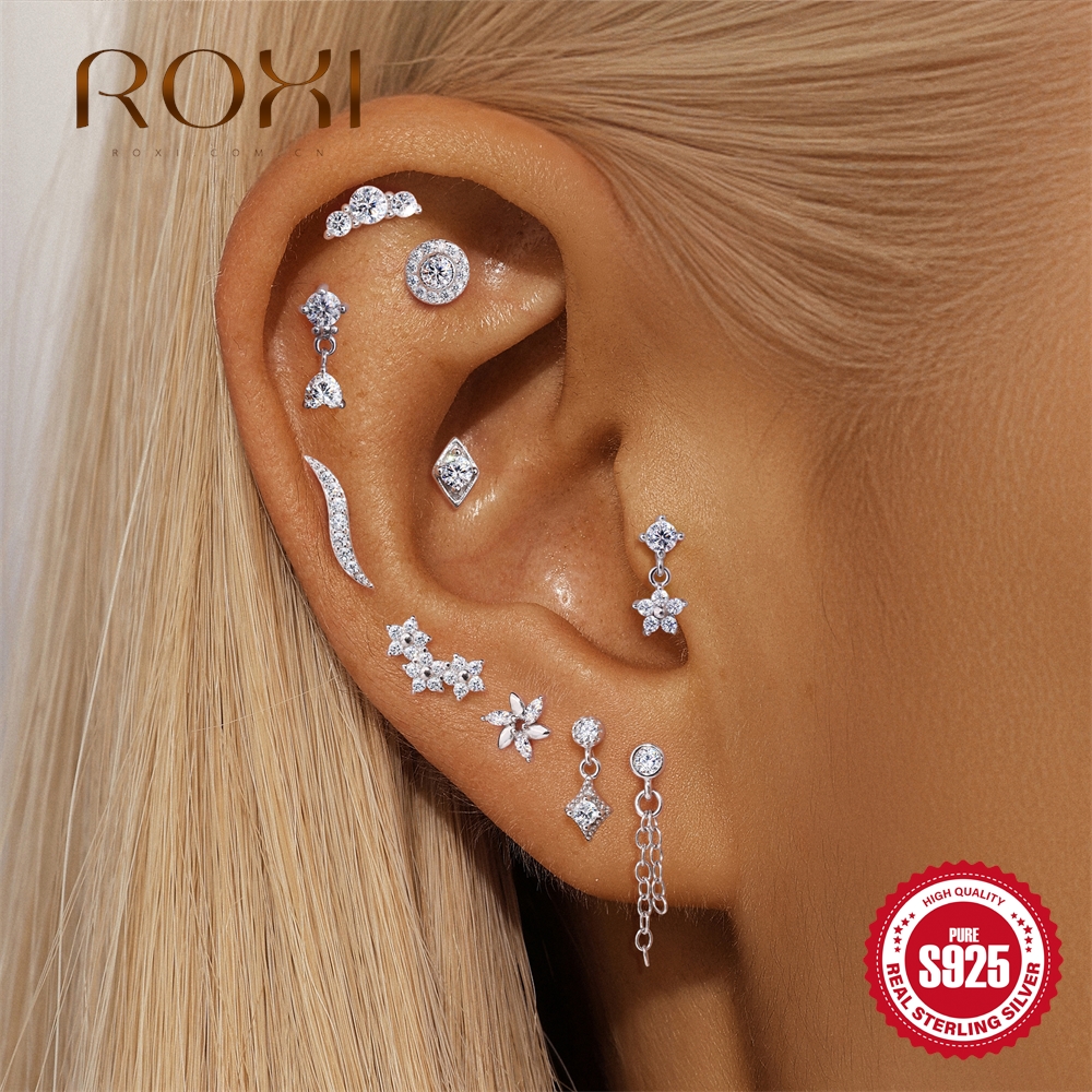 Tragus Flat Back - ROXI Moissanite 925 Sterling Silver Geometric
