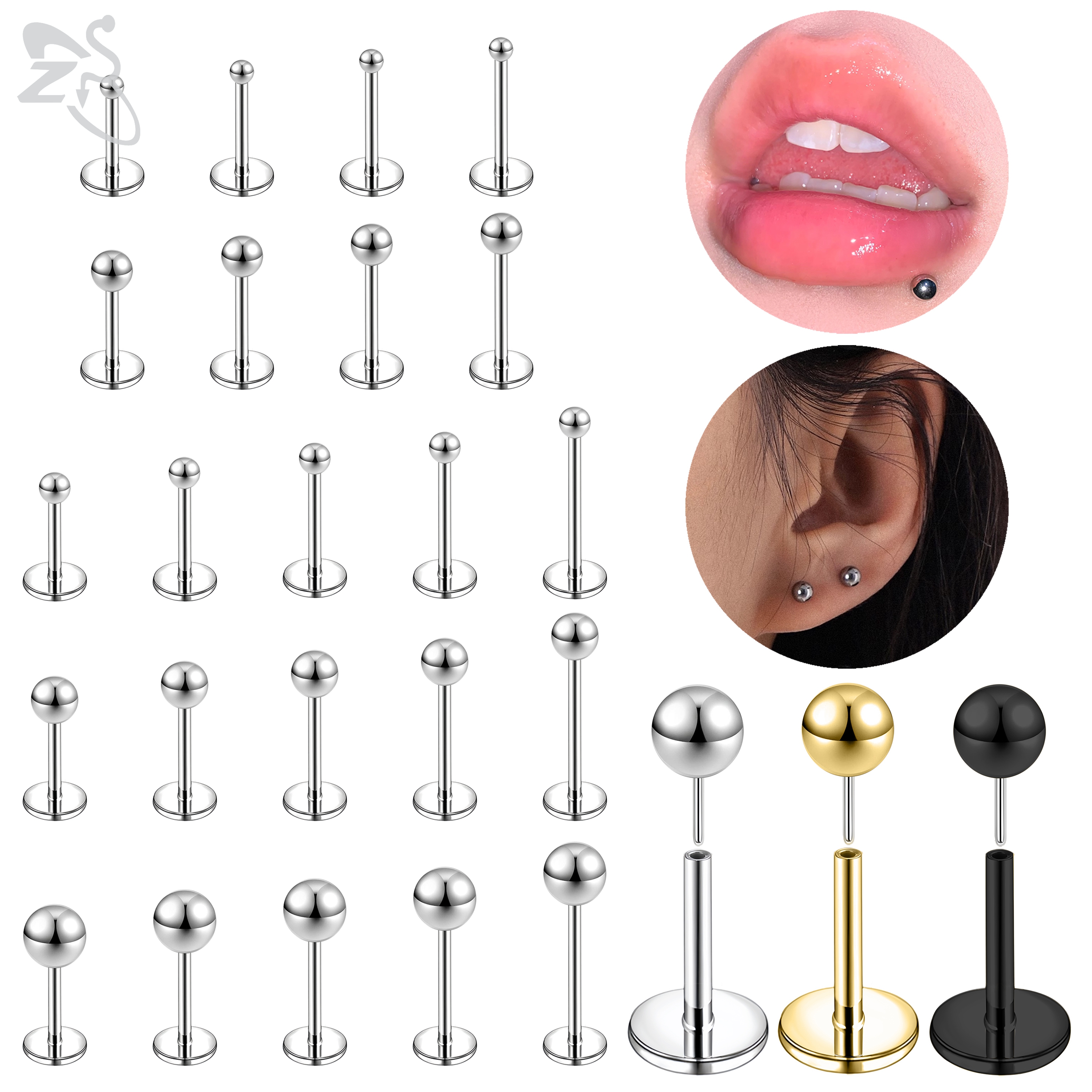 Body Jewelry Threadless - ZS 10 Pcs/lot Plug-In Style 18/20G