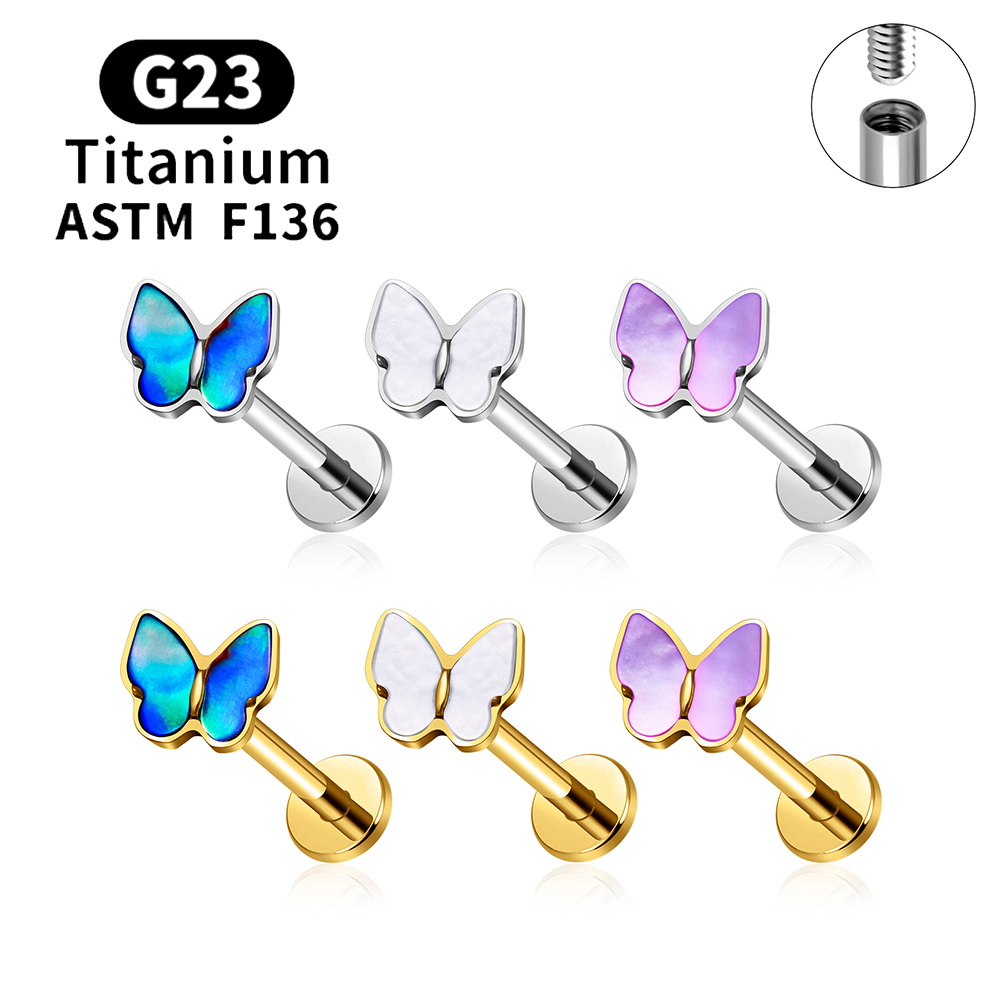 Tragus Flat Back - ASTM F136 Titanium Butterfly Cartilage Earring