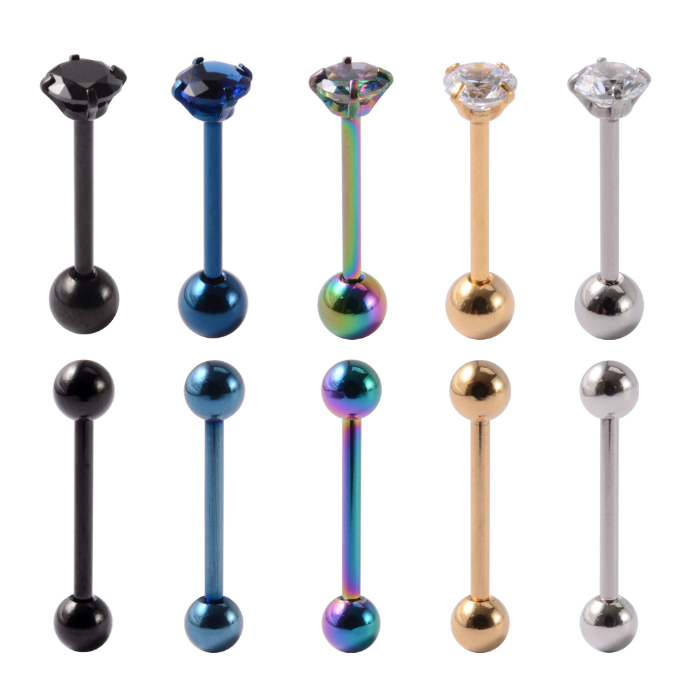 Body Jewelry Nipple Rings - 1PCS Surgical Steel Tongue Barbell Ring