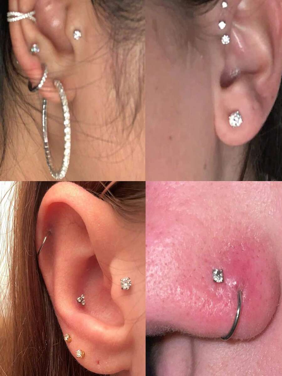 Tragus Flat Back - 6PCS Stainless Steel Nose Stud Cartilage