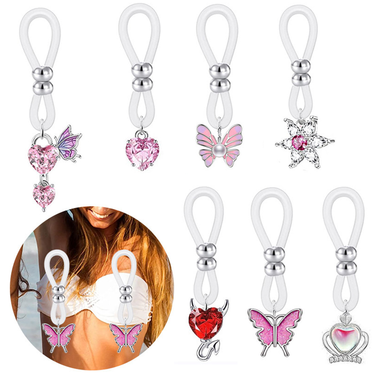 Body Jewelry Nipple Rings - Alloy Silicone Butterfly Heart Flower Sexy