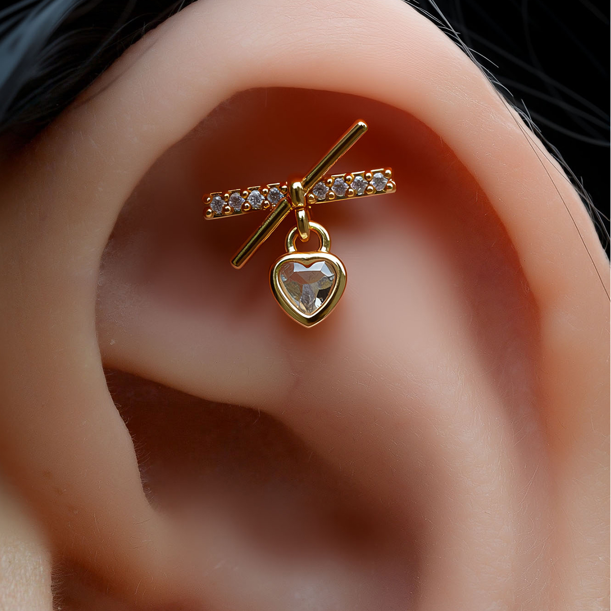 Tragus Flat Back - 1PC Fashion Stainless Steel CZ Cartilage