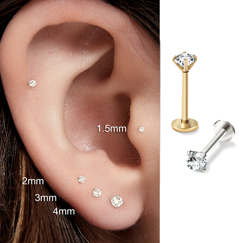 Tragus Flat Back - 2/8PCS Stainless Steel Eearring Nose Stud