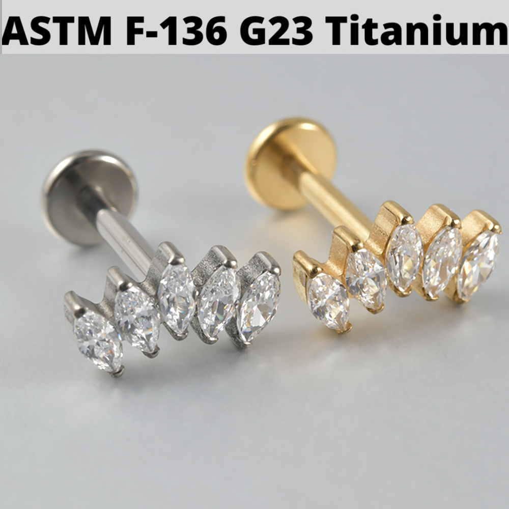 1PC Zircon&Opal G23 Solid Tita - مراجعة Cluster Stud Ear وسعره