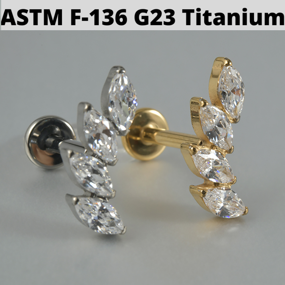1PC Zircon&Opal G23 Solid Tita - مراجعة Cluster Stud Ear وسعره
