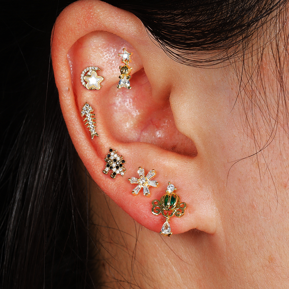 1pc Cartilage Ear Piercing Ear - مراجعة Tragus Flat Back وسعره