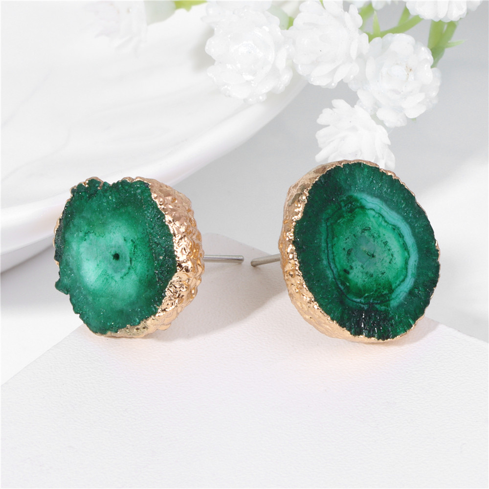 Irregular Druzy Geode Agates E - مراجعة Cluster Stud Ear وسعره