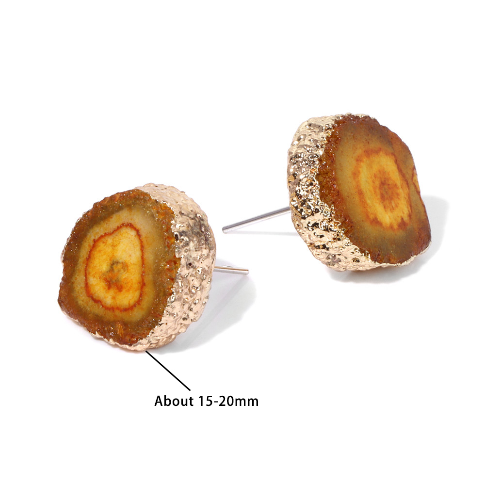 Irregular Druzy Geode Agates E - مراجعة Cluster Stud Ear وسعره