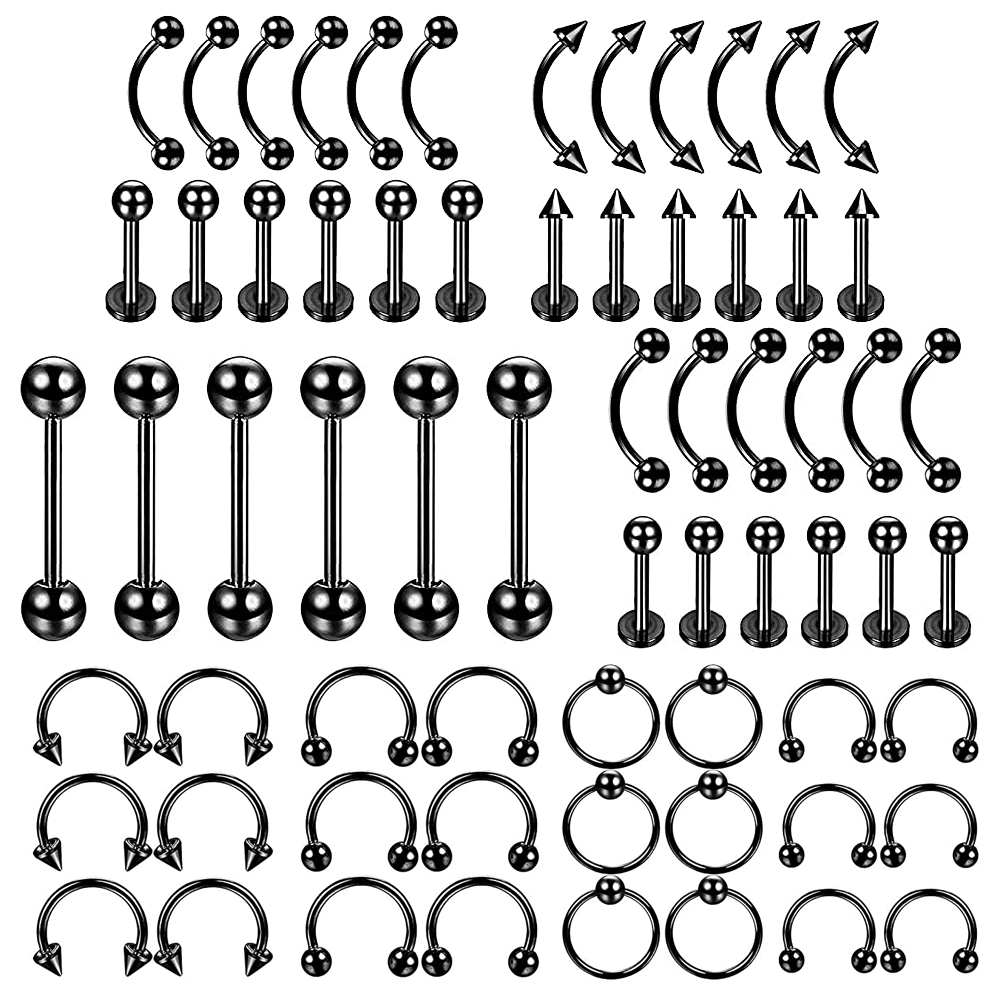 6 PCS Professional Piercing Ki - مراجعة Body Jewelry Nipple Rings وسعره