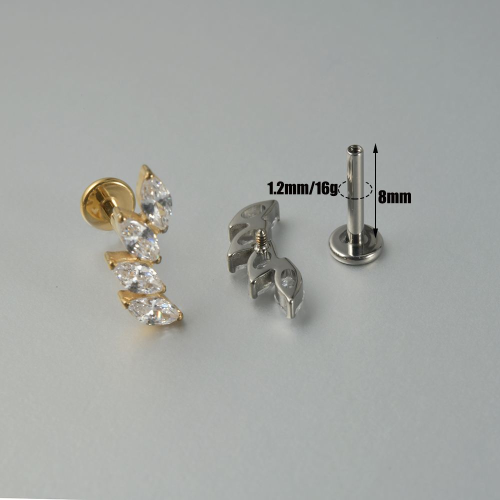 1PC Zircon G23 Solid Titanium  - مراجعة Cluster Stud Ear وسعره
