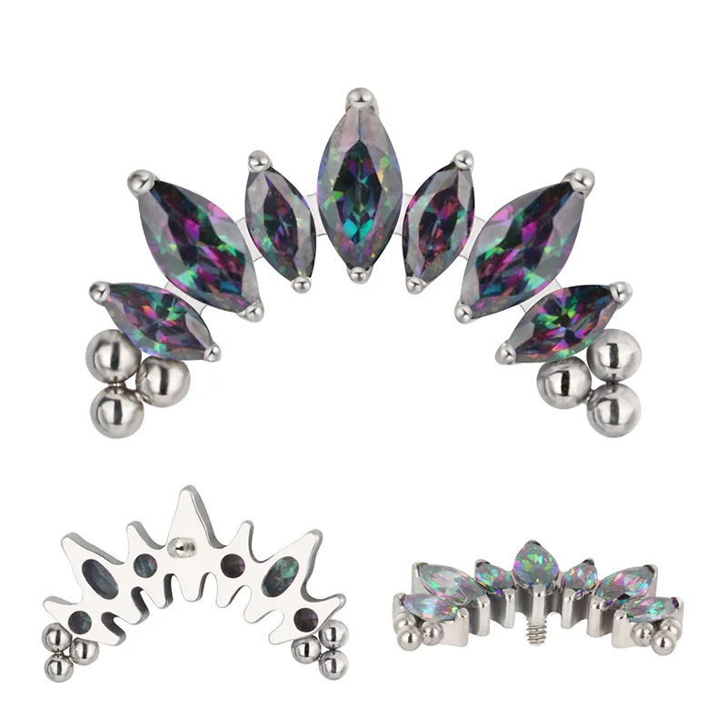 ASTM F136 Titanium PIERC 7 CZ  - مراجعة Cluster Stud Ear وسعره
