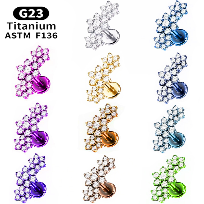 1PC G23 Titanium Three Flower  - مراجعة Cluster Stud Ear وسعره