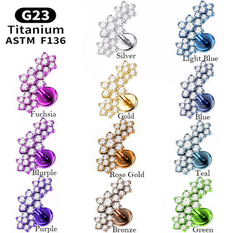 1PC G23 Titanium Three Flower  - مراجعة Cluster Stud Ear وسعره