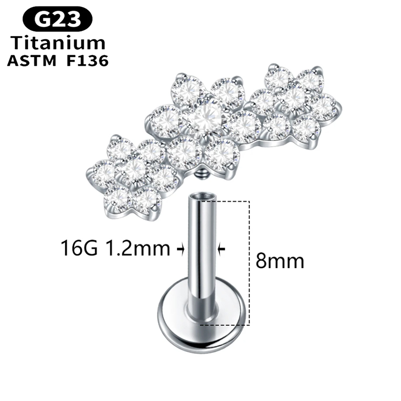 1PC G23 Titanium Three Flower  - مراجعة Cluster Stud Ear وسعره