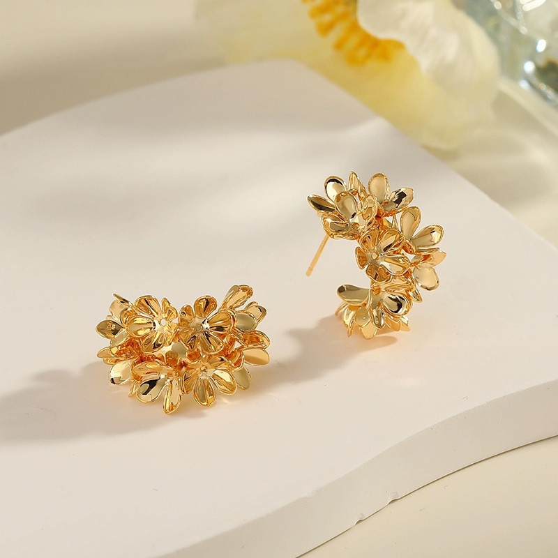 Women's French-style C-shaped  - مراجعة Cluster Stud Ear وسعره
