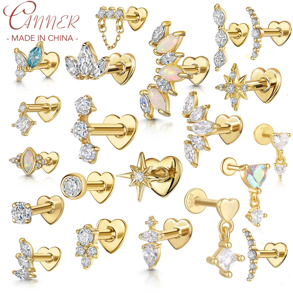CANNER 1PC New S925 Sterling S - مراجعة Tragus Flat Back وسعره