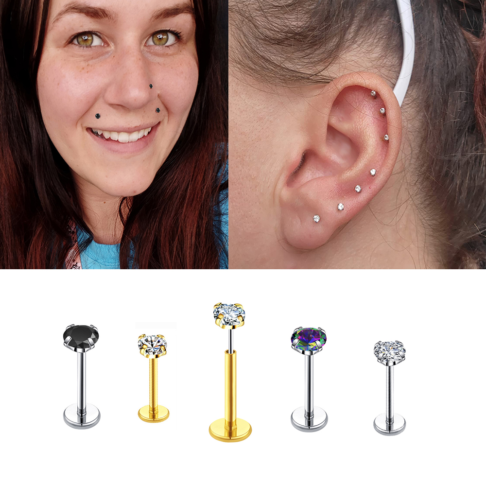 20G Flact Back Earrings Stud H - مراجعة Body Jewelry Threadless وسعره