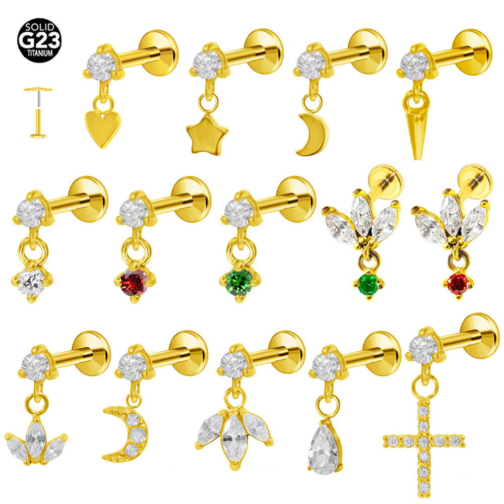 G23 Titanium Moon Star Pendant - مراجعة Body Jewelry Threadless وسعره