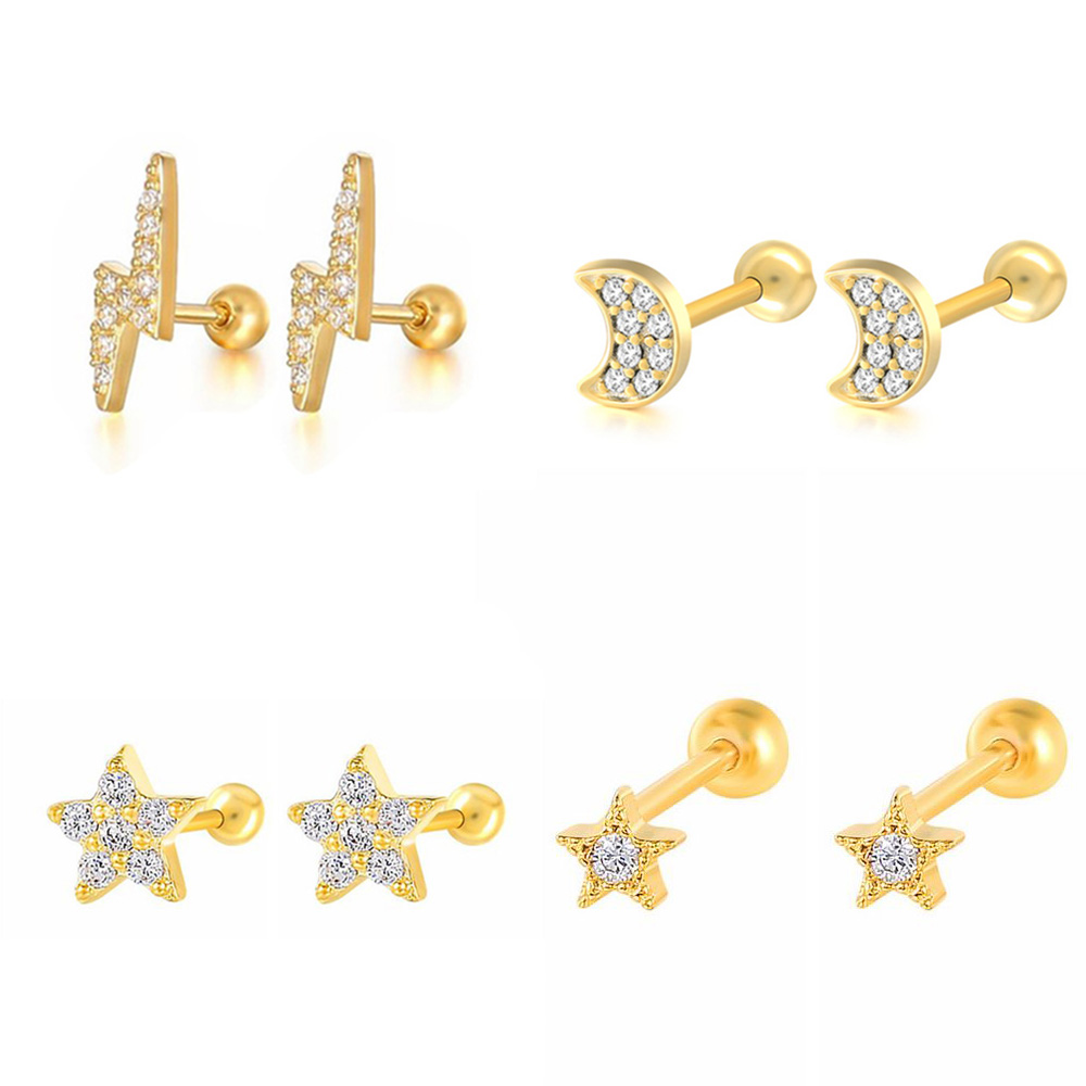1PC Star Moon Lightning Zircon - مراجعة Tragus Flat Back وسعره