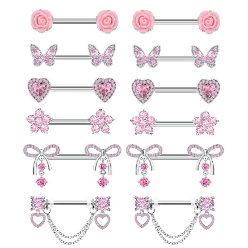 Stainless Steel Rose Butterfly - مراجعة Body Jewelry Nipple Rings وسعره