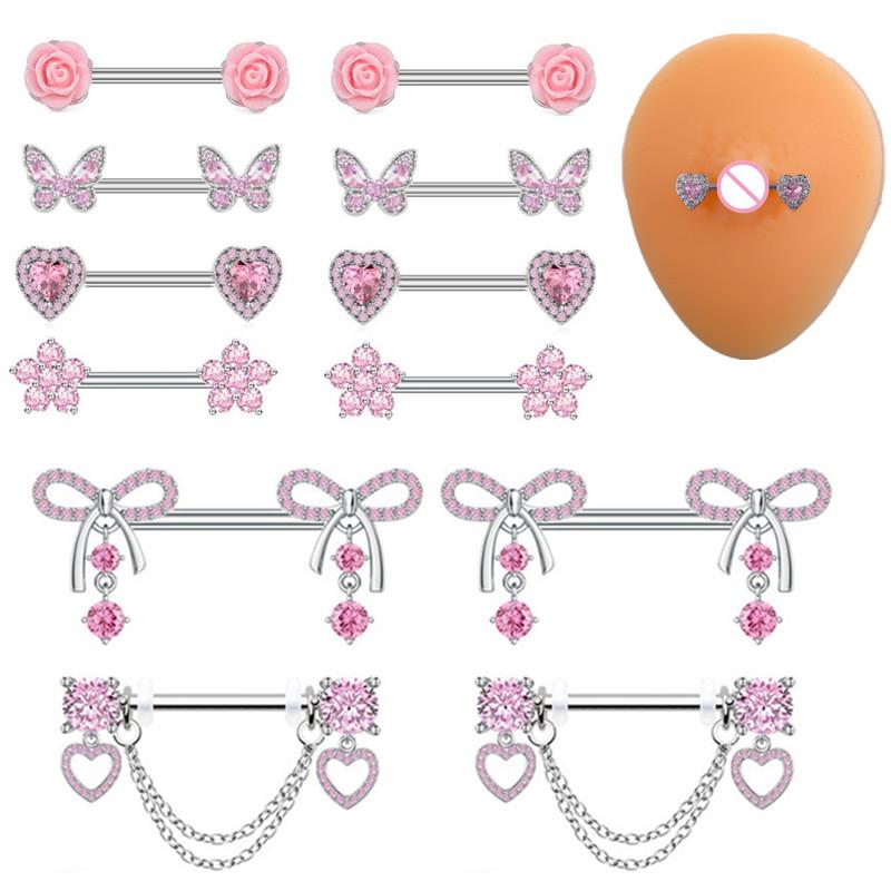 Stainless Steel Rose Butterfly - مراجعة Body Jewelry Nipple Rings وسعره
