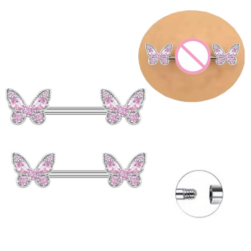 Stainless Steel Rose Butterfly - مراجعة Body Jewelry Nipple Rings وسعره