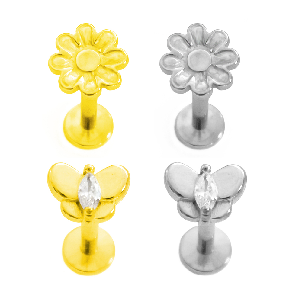 Flower Labret Piercing Butterf - مراجعة Tragus Flat Back وسعره