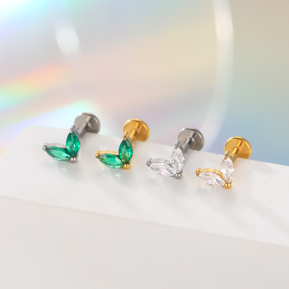 1pc Titanium White Green Zirco - مراجعة Tragus Flat Back وسعره