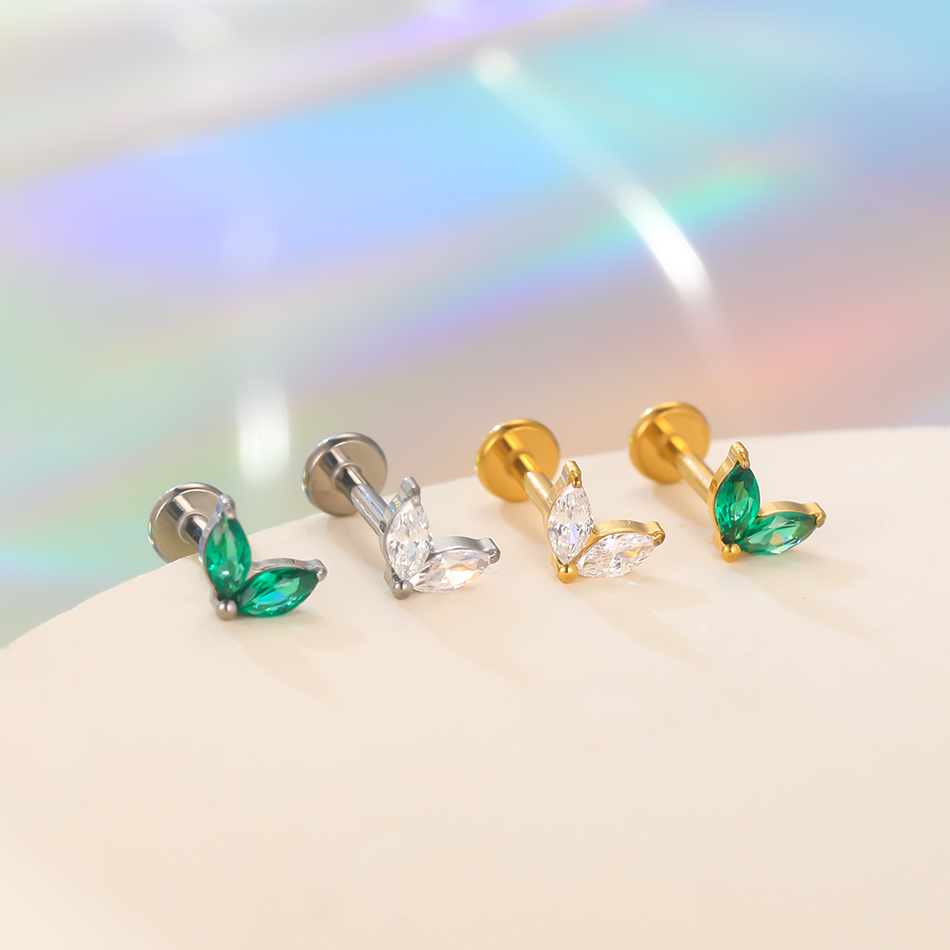 1pc Titanium White Green Zirco - مراجعة Tragus Flat Back وسعره