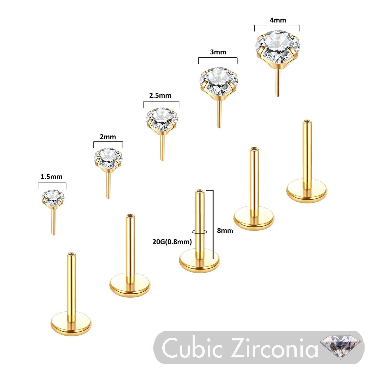 5Pcs Threadless Push In Ear No - مراجعة Body Jewelry Threadless وسعره