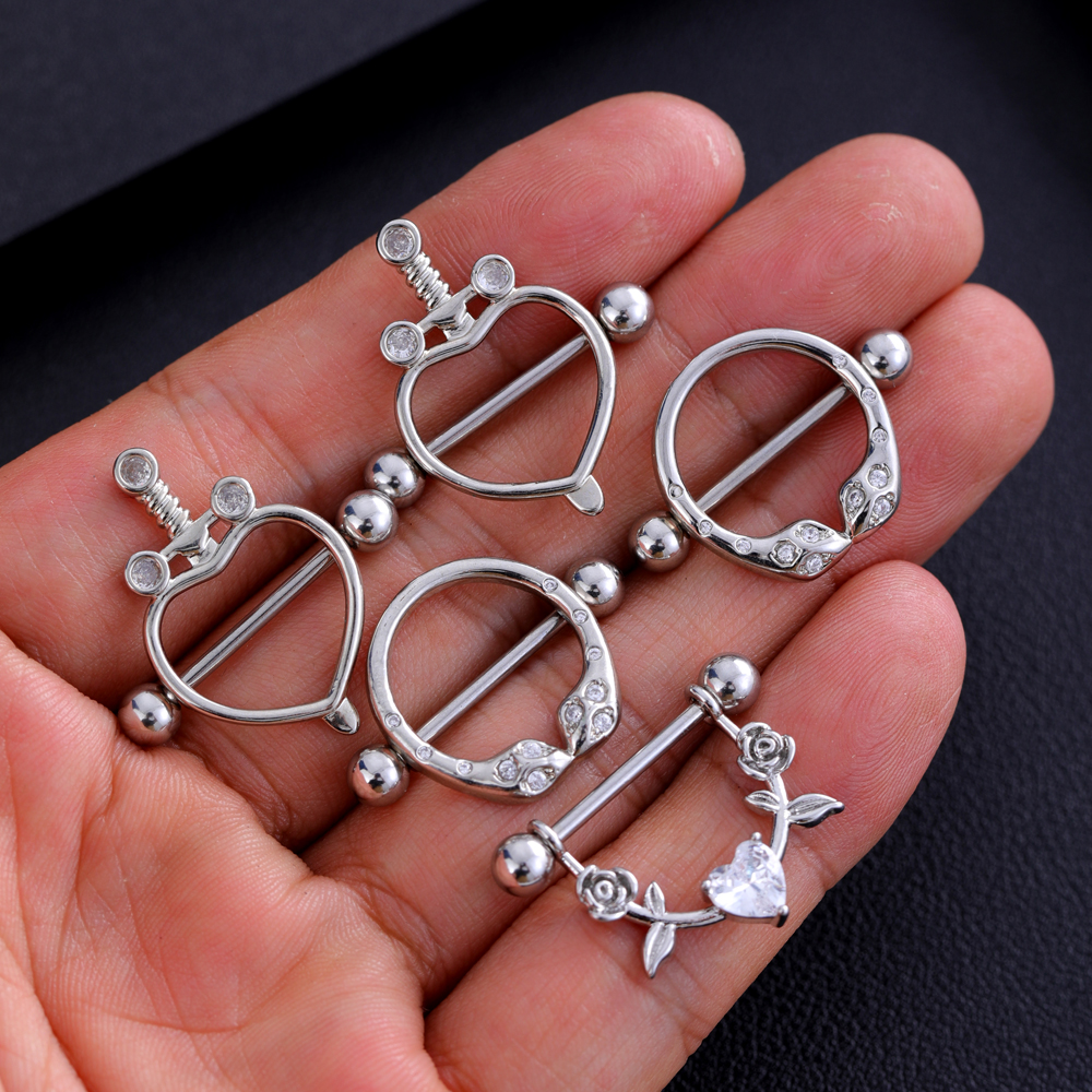 2pcs Mixed-style Lettering Flo - مراجعة Body Jewelry Nipple Rings وسعره