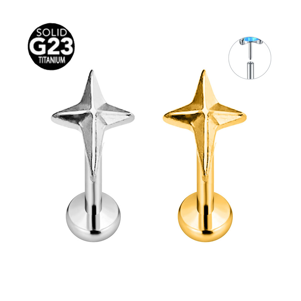 ASTM F136 G23 Titanium Star Cr - مراجعة Body Jewelry Threadless وسعره