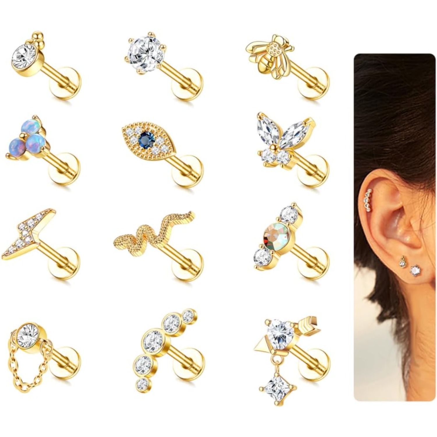 Bobisty 1Pc Cartilage Earrings - مراجعة Tragus Flat Back وسعره