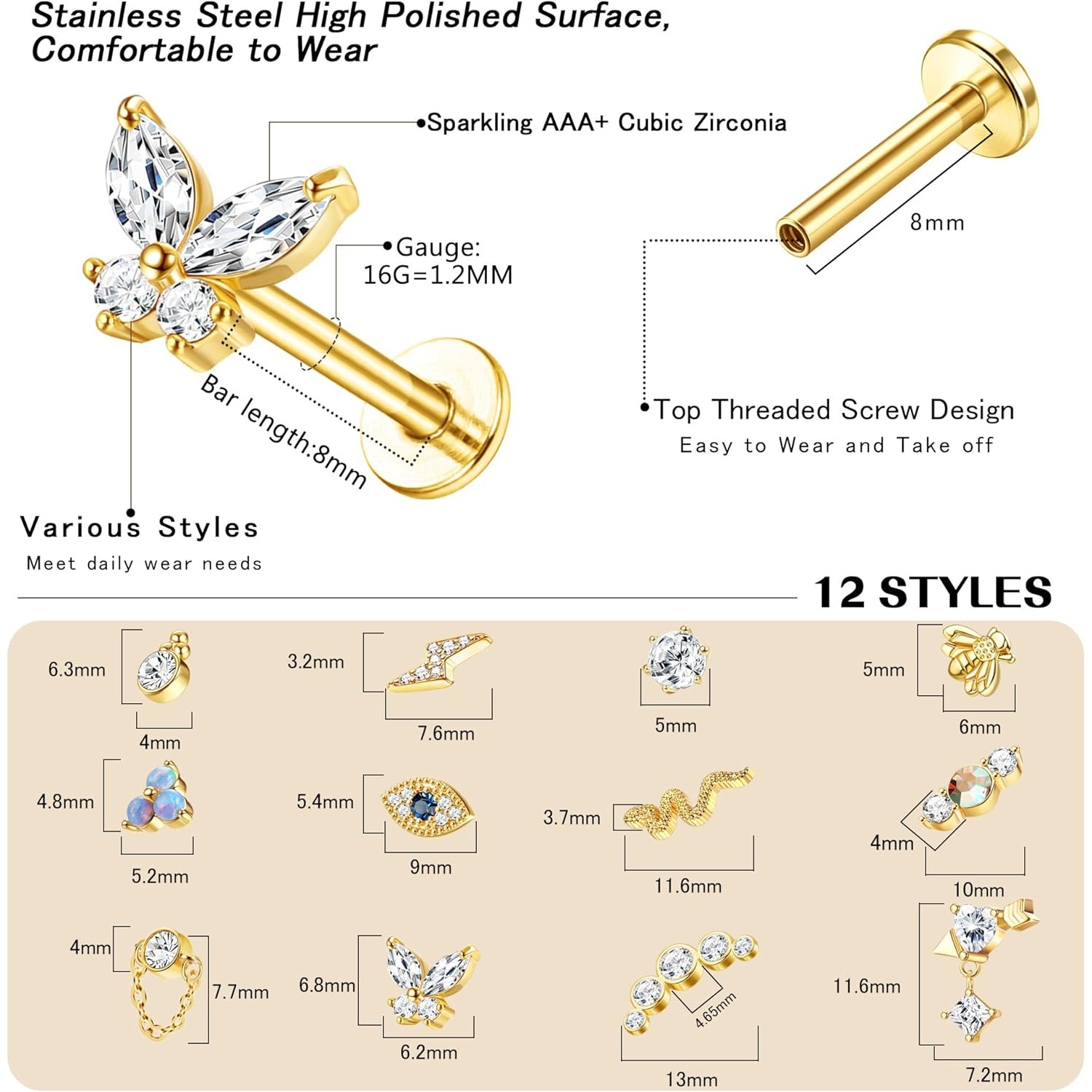 Bobisty 1Pc Cartilage Earrings - مراجعة Tragus Flat Back وسعره