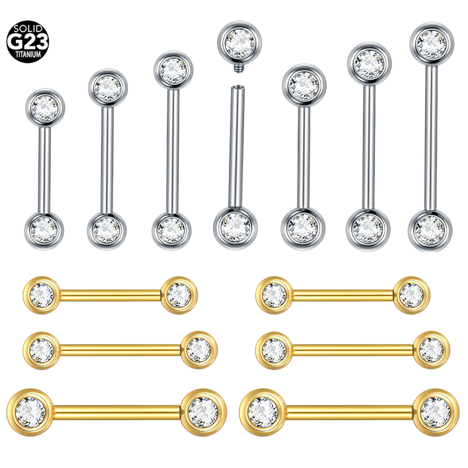 1/5pcs 6-20mm Titanium CZ Beze - مراجعة Body Jewelry Nipple Rings وسعره