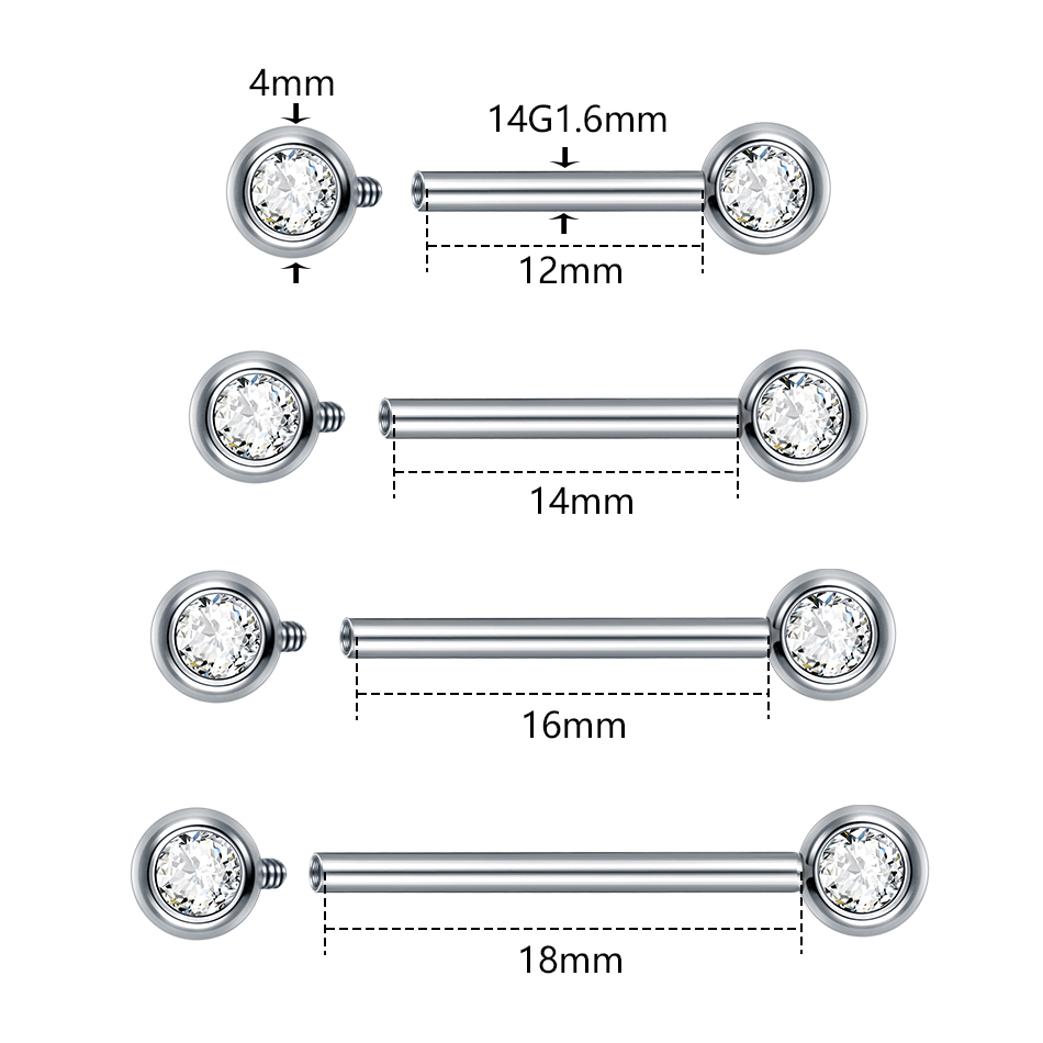1/5pcs 6-20mm Titanium CZ Beze - مراجعة Body Jewelry Nipple Rings وسعره