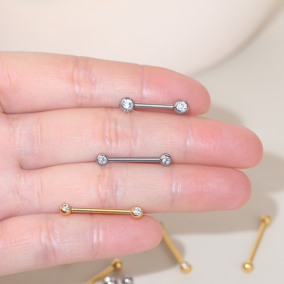 1/5pcs 6-20mm Titanium CZ Beze - مراجعة Body Jewelry Nipple Rings وسعره