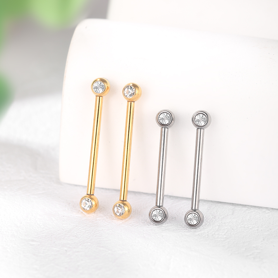 1/5pcs 6-20mm Titanium CZ Beze - مراجعة Body Jewelry Nipple Rings وسعره