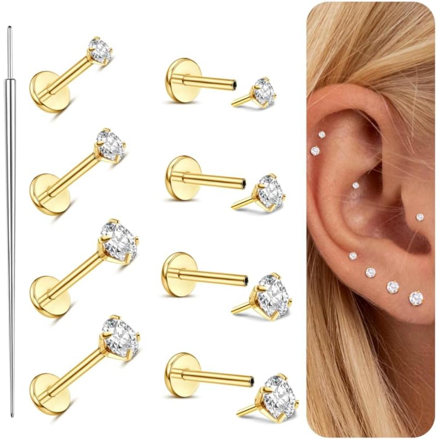8Pcs G23 Titanium Flat Back Ea - مراجعة Tragus Flat Back وسعره