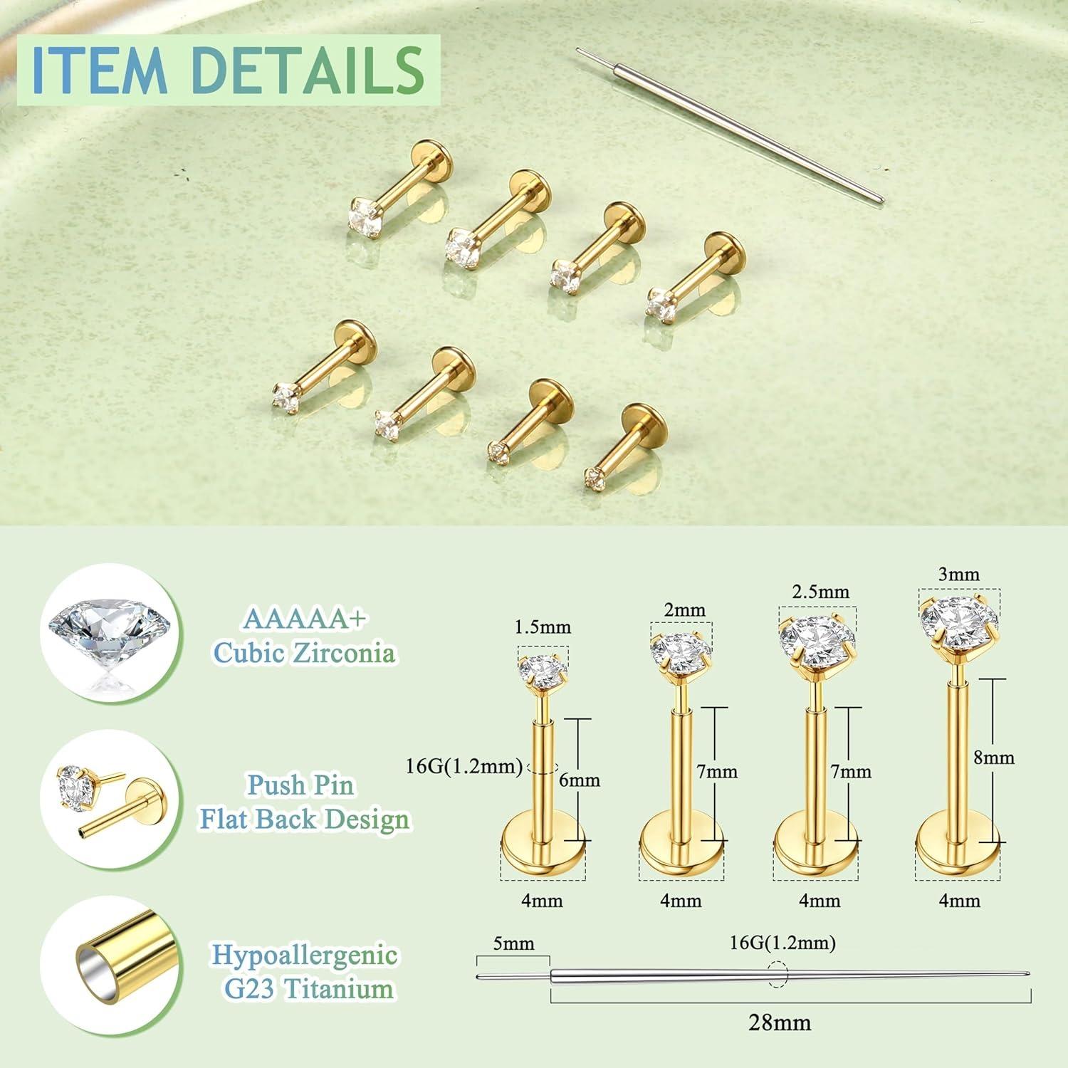 8Pcs G23 Titanium Flat Back Ea - مراجعة Tragus Flat Back وسعره