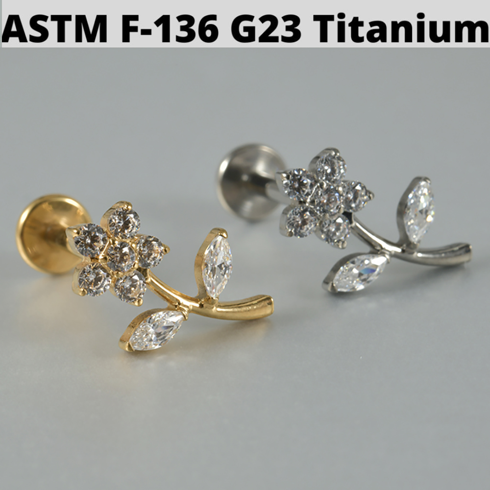 1PC Zircon&Opal G23 Solid Tita - مراجعة Cluster Stud Ear وسعره
