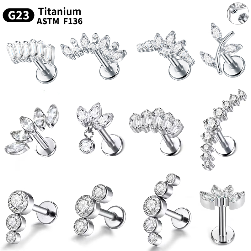 1/5Pcs G23 Titanium Ear Labret - مراجعة Cluster Stud Ear وسعره