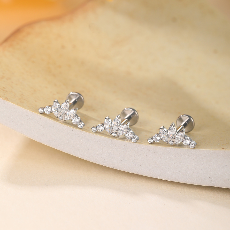 1/5Pcs G23 Titanium Ear Labret - مراجعة Cluster Stud Ear وسعره