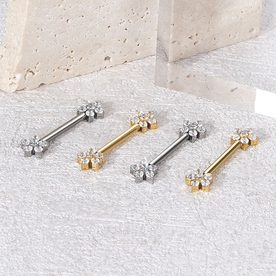 1Pc Titanium Flower Nipple Pie - مراجعة Body Jewelry Nipple Rings وسعره