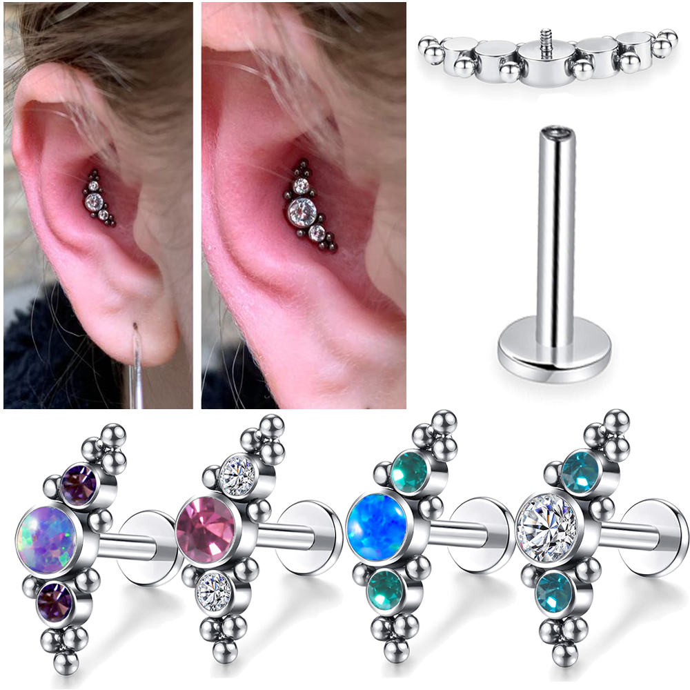 4PCS 316L Surgical Steel 16G   - مراجعة Cluster Stud Ear وسعره