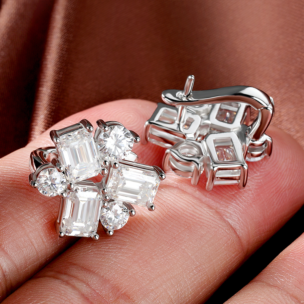 8.2cttw Baguette and Round Moi - مراجعة Cluster Stud Ear وسعره