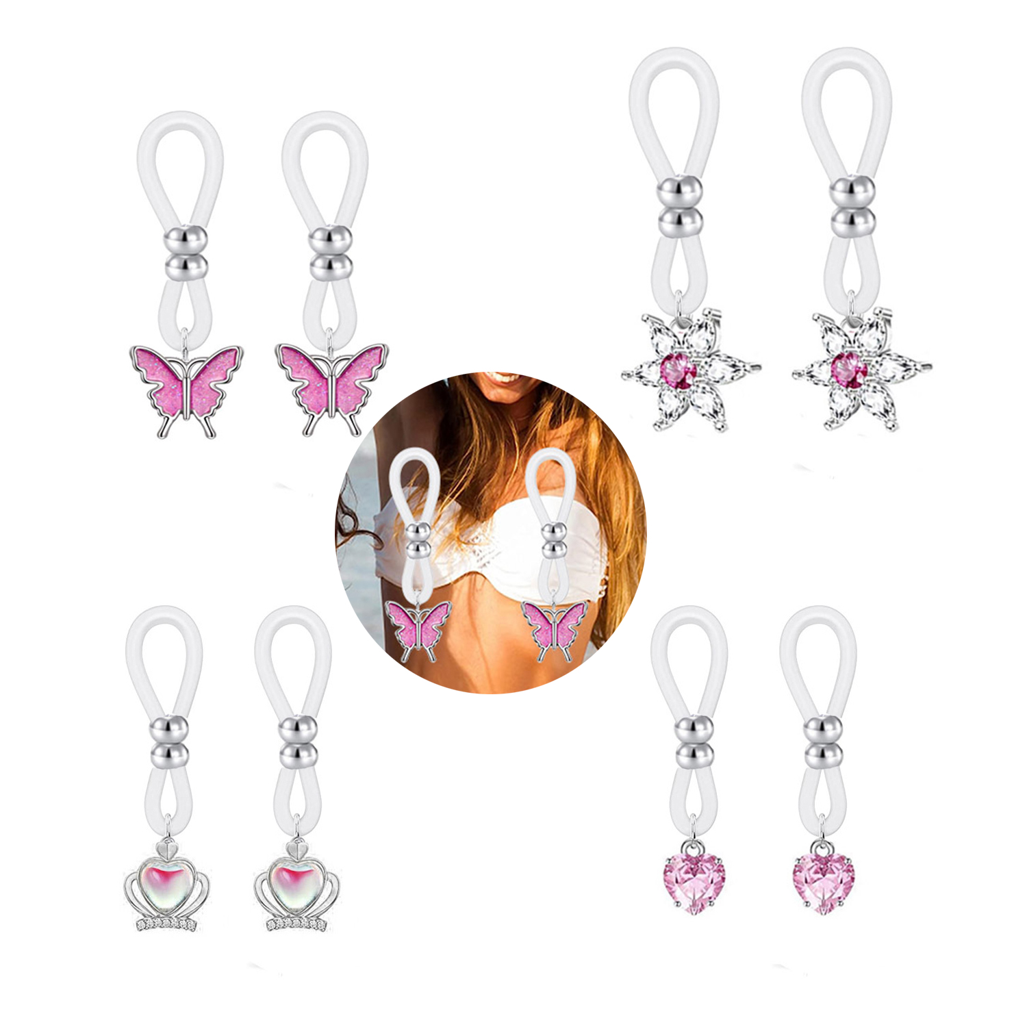 Alloy Silicone Butterfly Heart - مراجعة Body Jewelry Nipple Rings وسعره