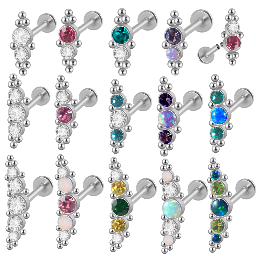 1PC 316L Surgical Steel 16G  C - مراجعة Cluster Stud Ear وسعره