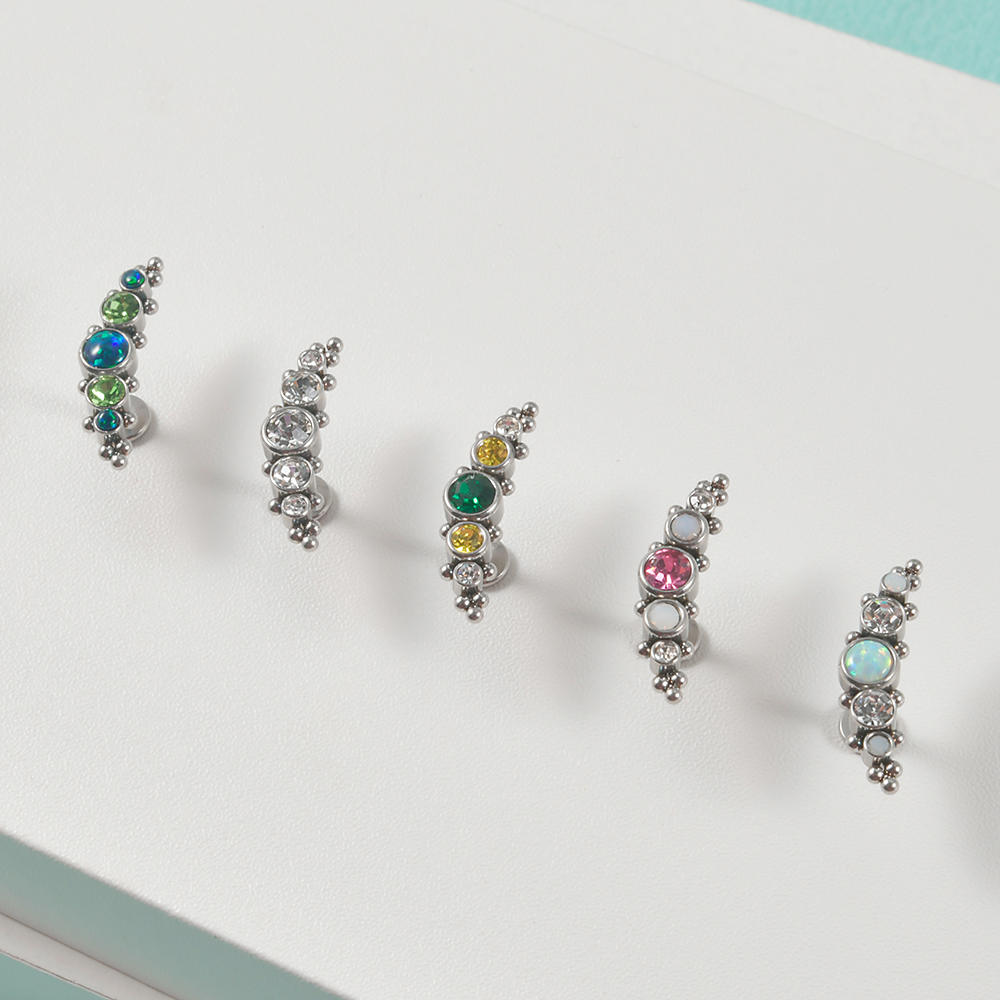 1PC 316L Surgical Steel 16G  C - مراجعة Cluster Stud Ear وسعره